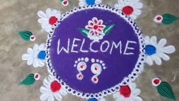 Rangoli by students of  KUCHINDA COLLEGE in view of  INDUCTION MEETING 2023.