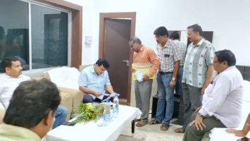 Members of the staff with  Principal , KUCHINDA COLLEGE,KUCHINDA,presenting a MEMORANDUM to Er.Rohit Pujari, Honorable Minister,Higher education, ODISHA.